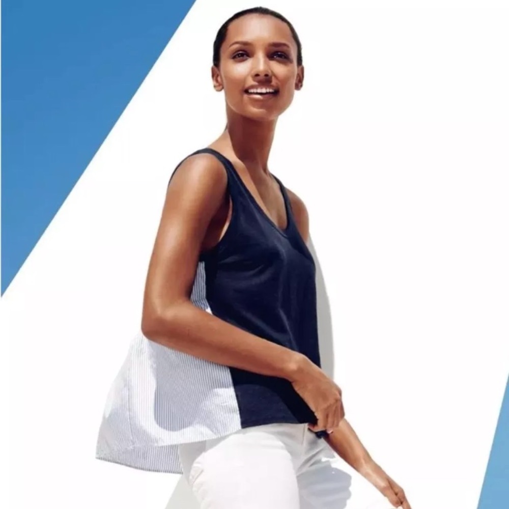 J. CREW~Linen Front/Silk Back Hi-low Tank Top~M